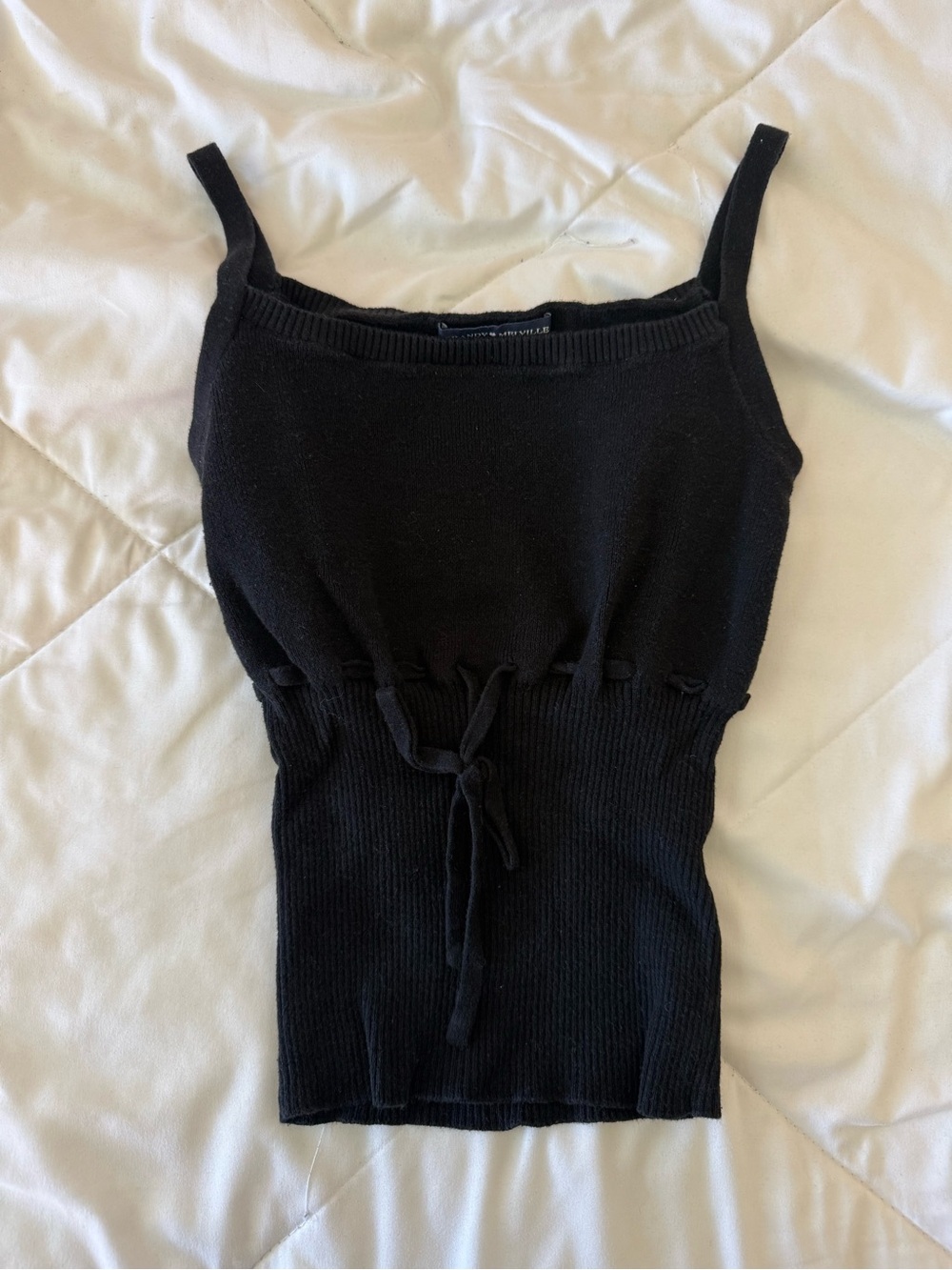 Brandy Melville Black Knit Drawstring Cami Tank Top